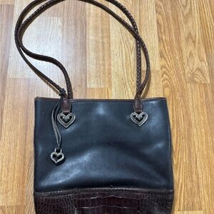 Brighton Black and Brown Shoulder Bag with Heart Accents